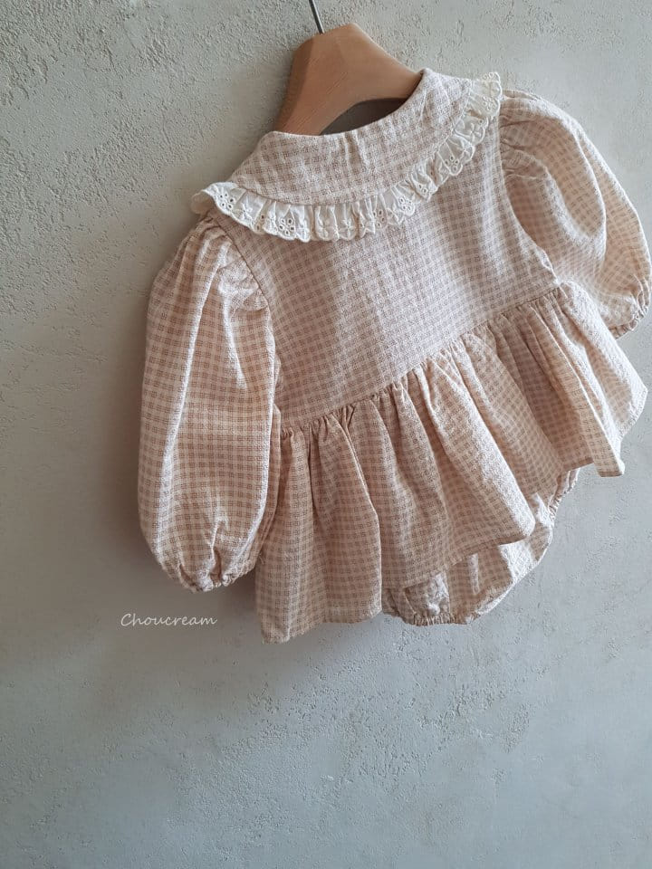 Choucream - Korean Baby Fashion - #babyootd - Check Collar One-piece Bodysuit - 8