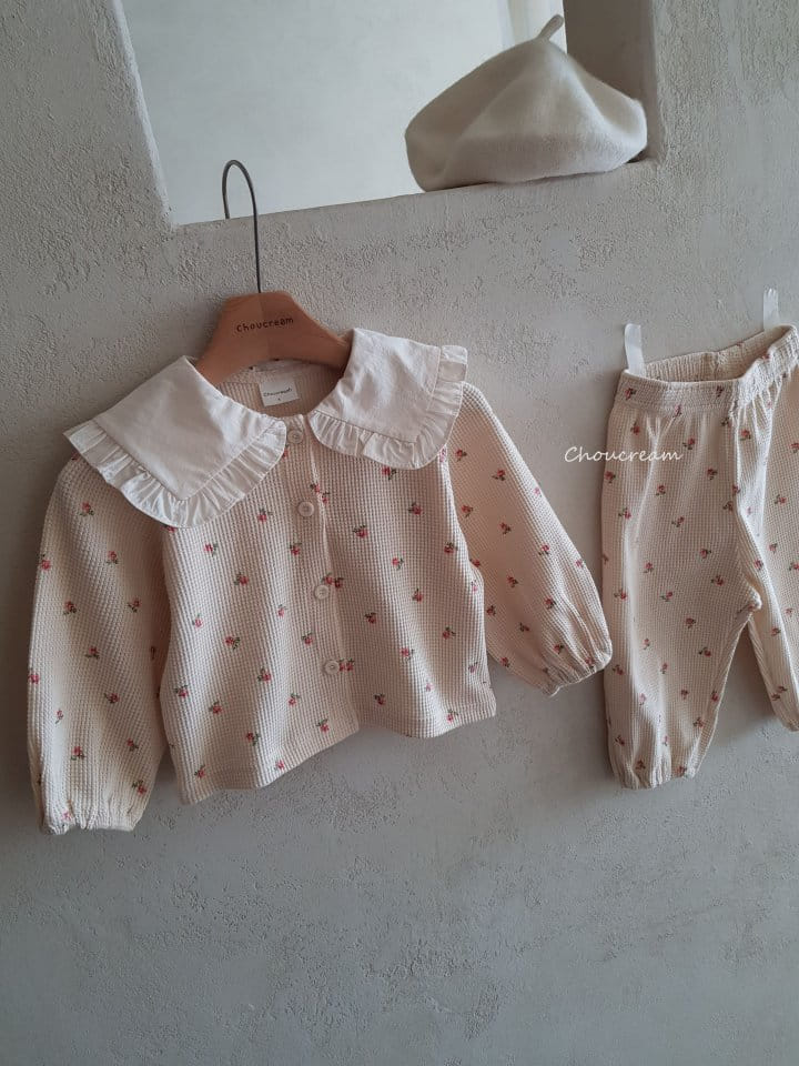 Choucream - Korean Baby Fashion - #babyoutfit - Waffle Cardigan Top Bottom Set - 8