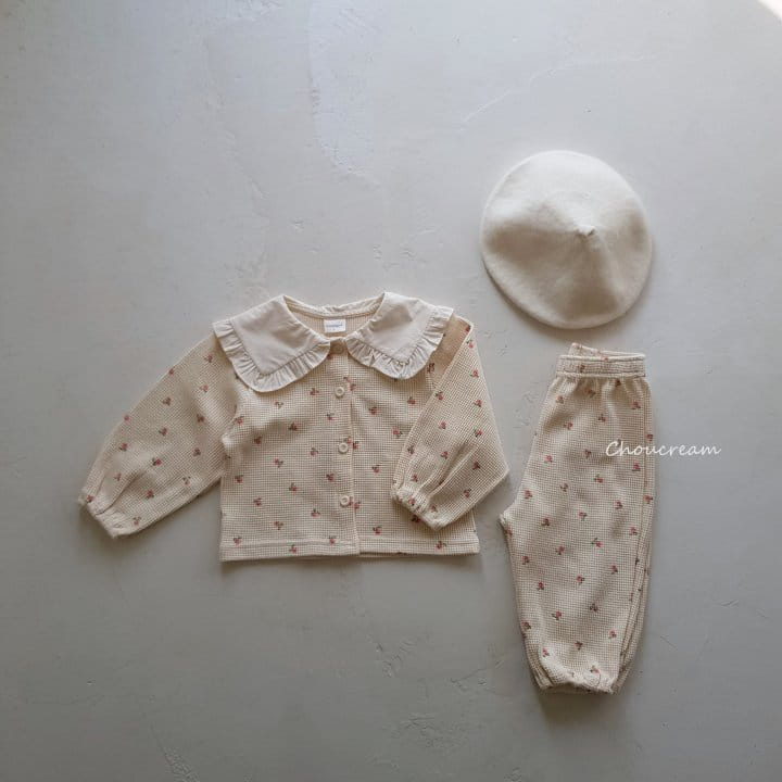 Choucream - Korean Baby Fashion - #babywear - Waffle Cardigan Top Bottom Set - 9