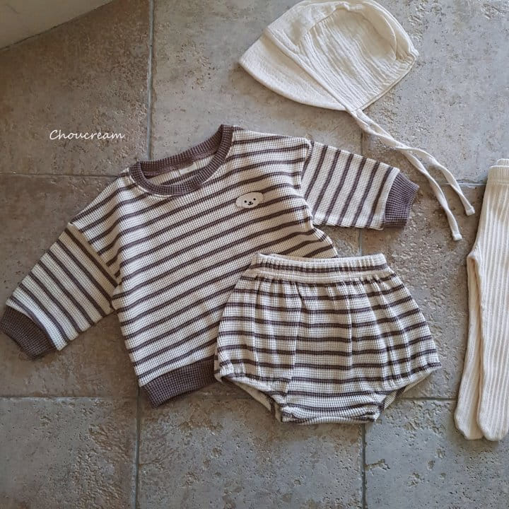 Choucream - Korean Baby Fashion - #onlinebabyshop - Waffle ST Top Bottom Set - 12