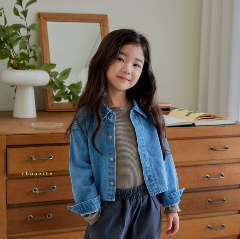 Chouette - Korean Children Fashion - #Kfashion4kids - Denim Crop Shirt