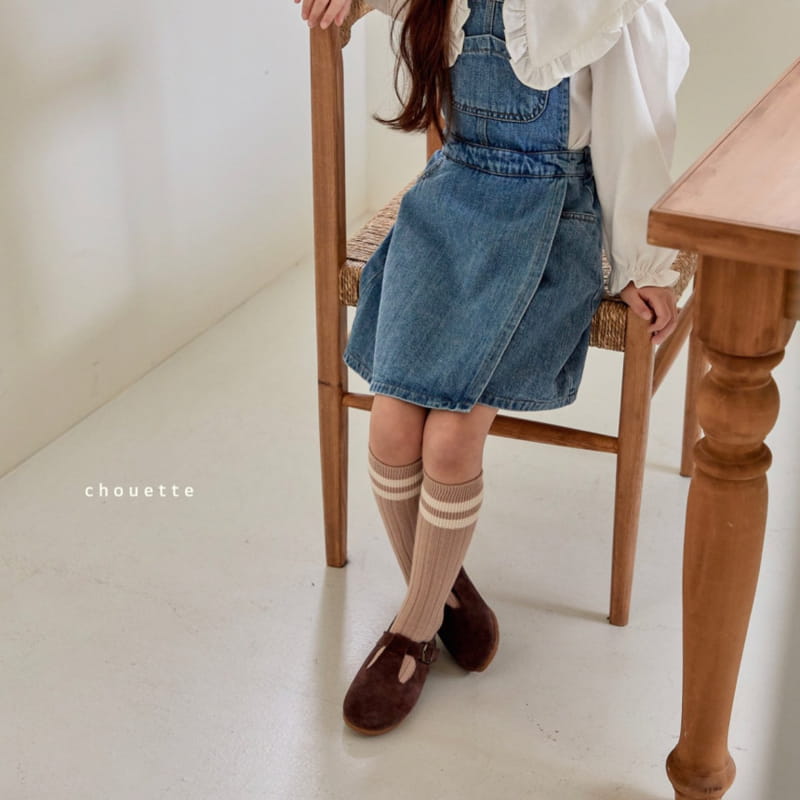 Chouette - Korean Children Fashion - #kidzfashiontrend - Denim Dungarees Wrap One-piece - 11