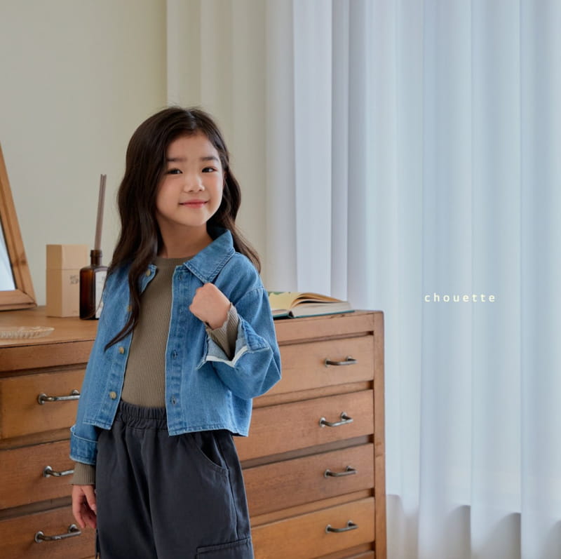 Chouette - Korean Children Fashion - #prettylittlegirls - Denim Crop Shirt - 5