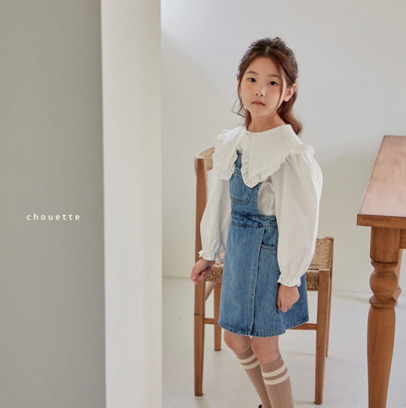 Chouette - Korean Children Fashion - #stylishchildhood - Denim Dungarees Wrap One-piece - 3