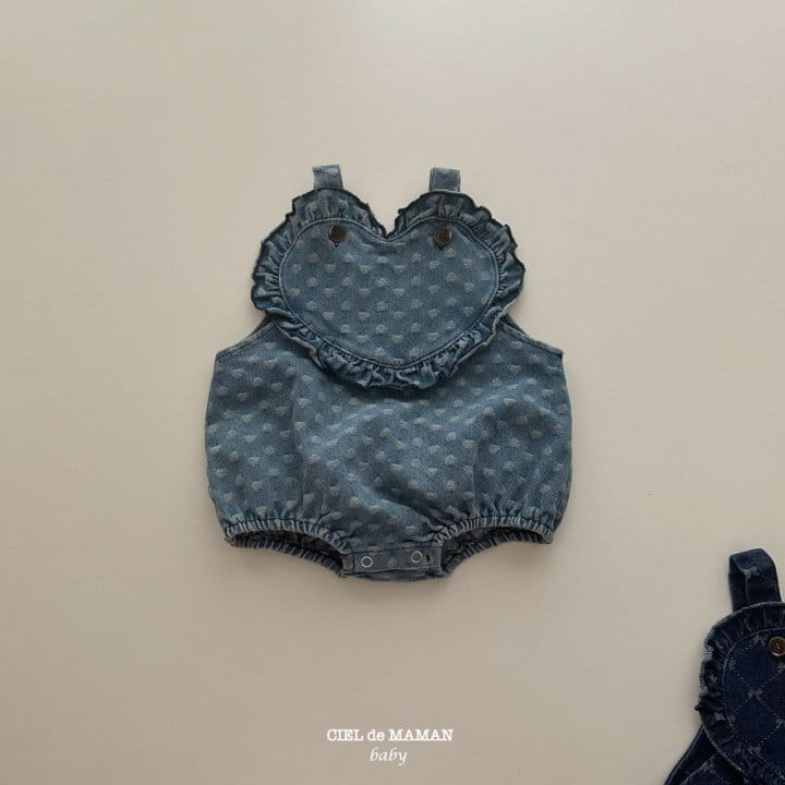 Ciel De Maman - Korean Baby Fashion - #babyfashion - Heart Denim Bodysuit Heart - 6