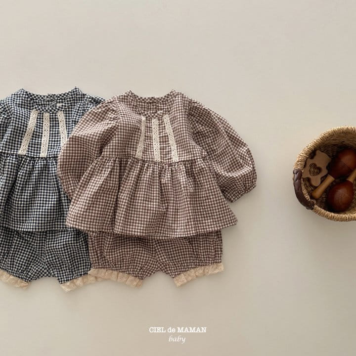 Ciel De Maman - Korean Baby Fashion - #babylifestyle - Check Frill Blouse Set - 9