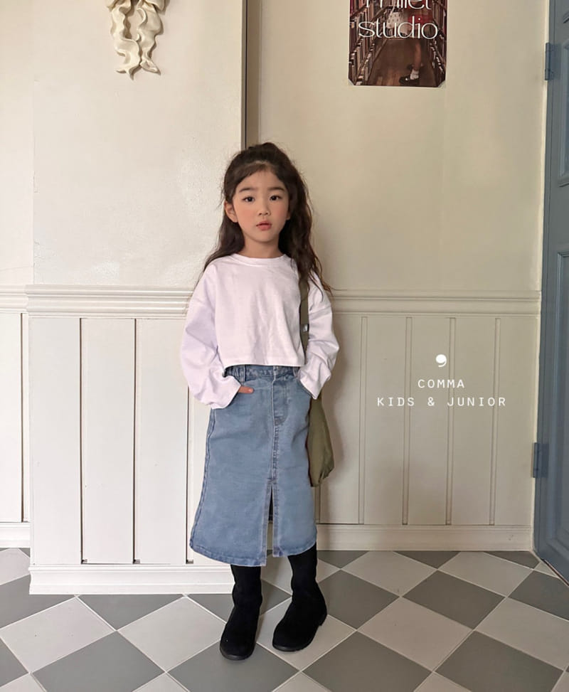 Comma - Korean Children Fashion - #kidsshorts - Slit Denim Skirt - 10