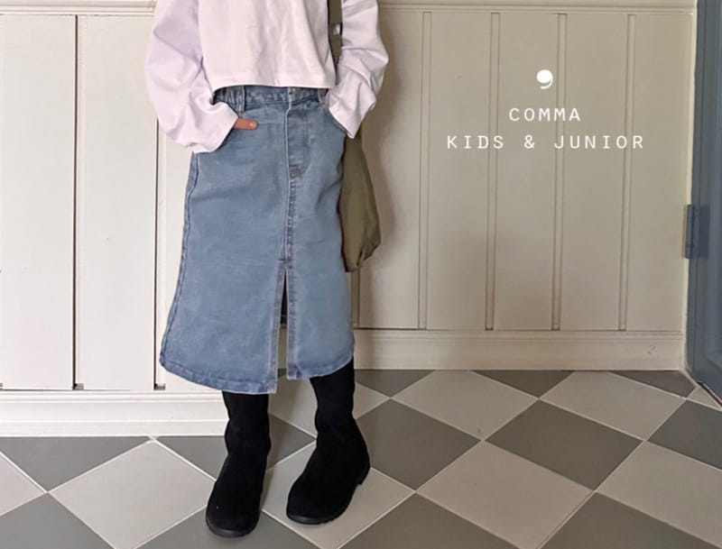 Comma - Korean Children Fashion - #prettylittlegirls - Slit Denim Skirt