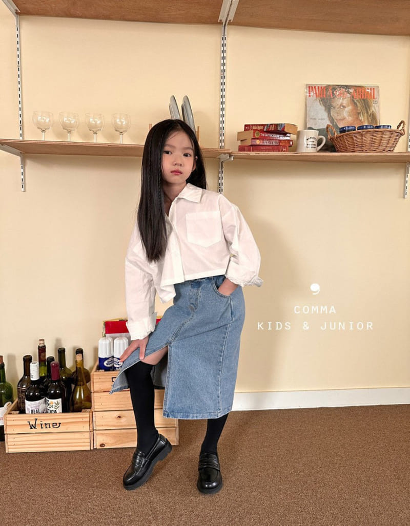 Comma - Korean Children Fashion - #toddlerclothing - Slit Denim Skirt - 3