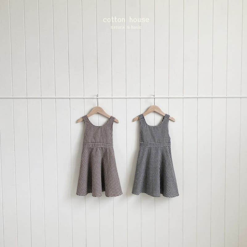 Cotton House - Korean Children Fashion - #childofig - Check Dungarees One-piece