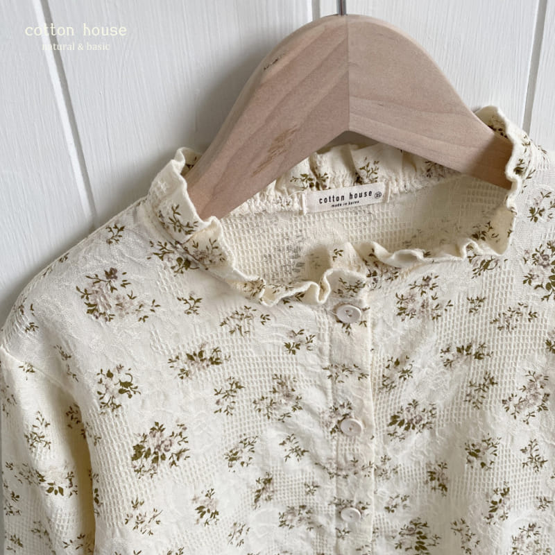 Cotton House - Korean Children Fashion - #minifashionista - Jacquard Frill Blouse - 4