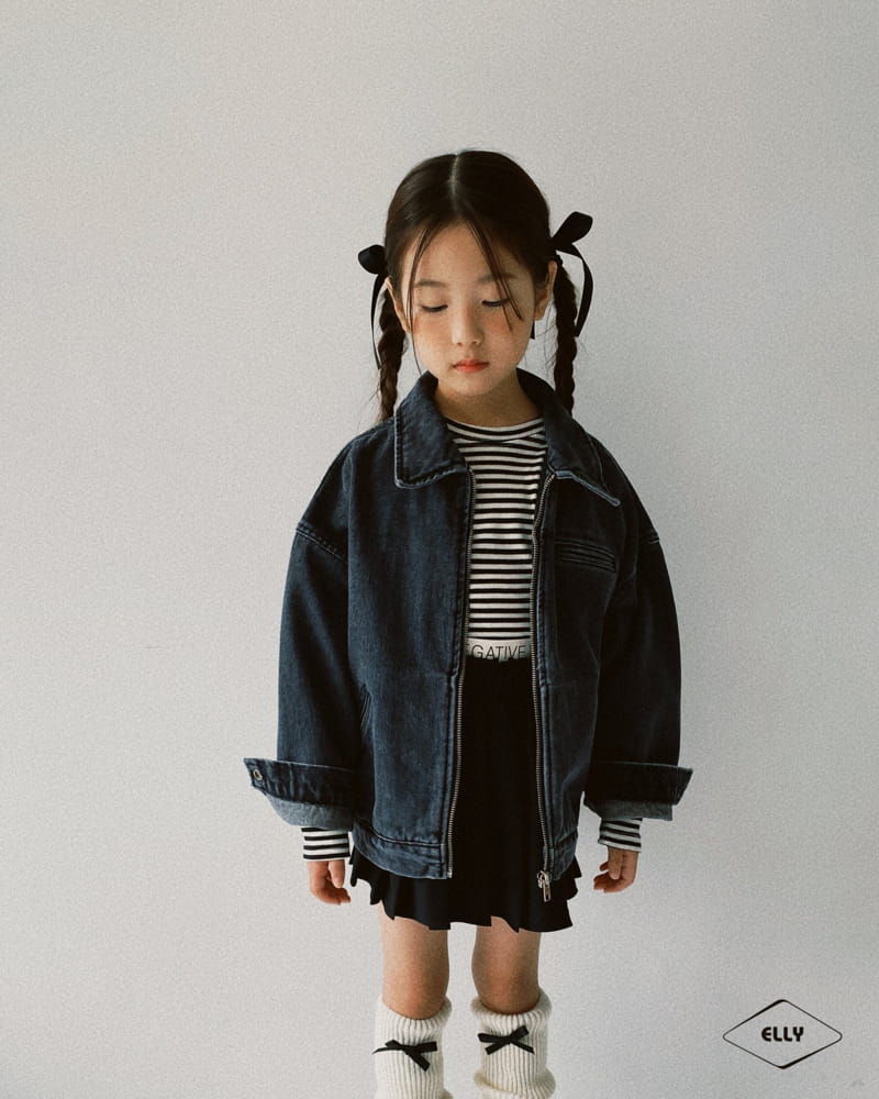 Ellymolly - Korean Children Fashion - #kidzfashiontrend - Dark Denim Jacket - 2