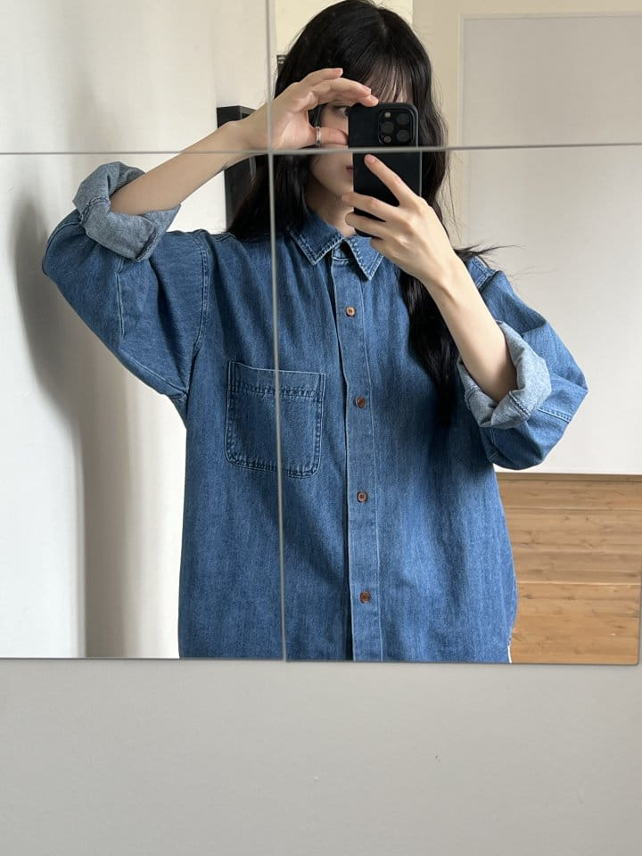 Enten - Korean Women Fashion - #momslook - Malrang Shirt Denim - 3