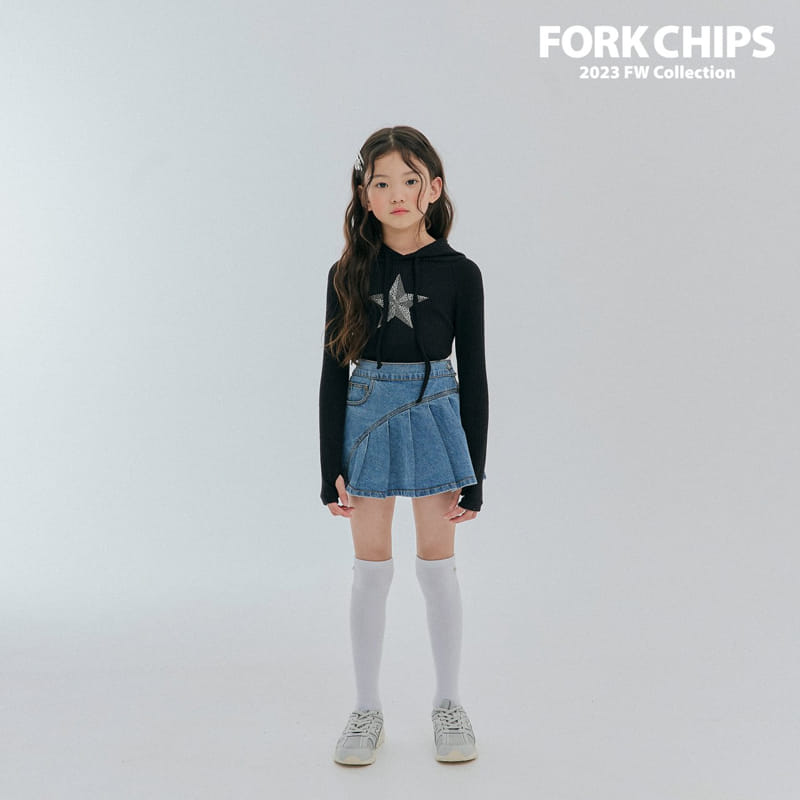 Fork Chips - Korean Children Fashion - #childofig - Now Denim Skirt