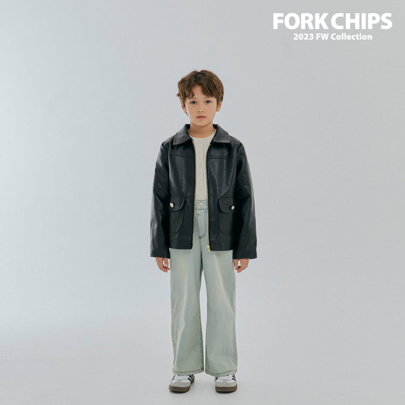 Fork Chips - Korean Children Fashion - #childofig - Bukin Leather Jacket