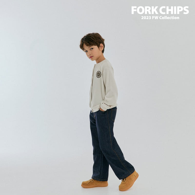 Fork Chips - Korean Children Fashion - #discoveringself - Solid Jeans - 5