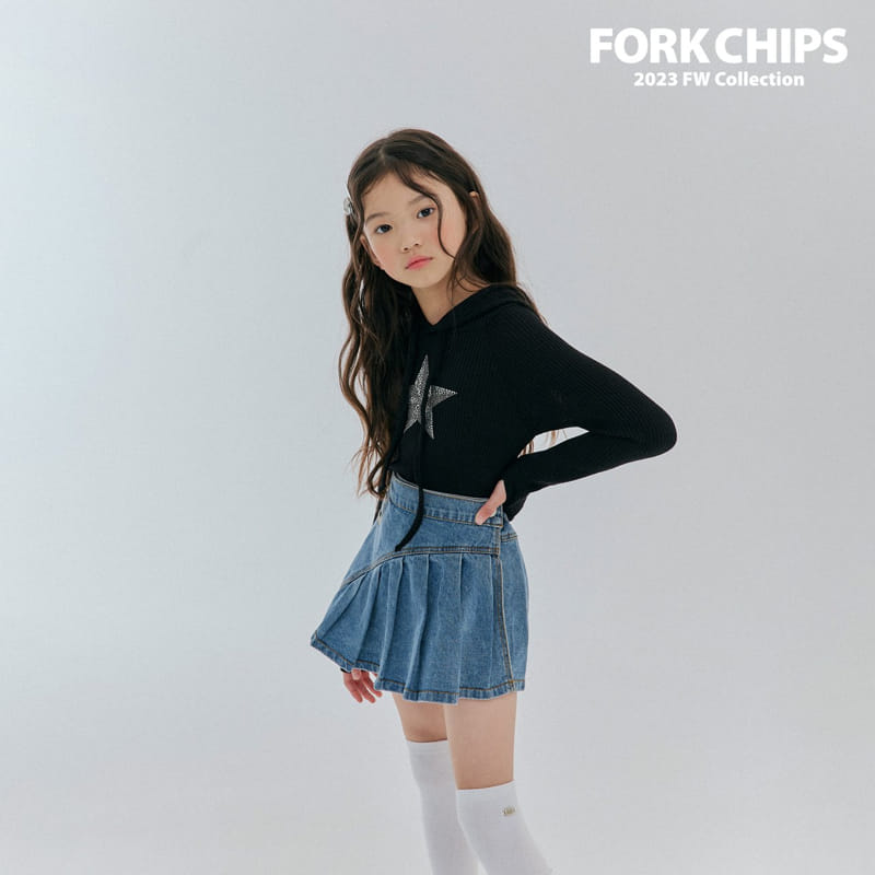 Fork Chips - Korean Children Fashion - #fashionkids - Now Denim Skirt - 5