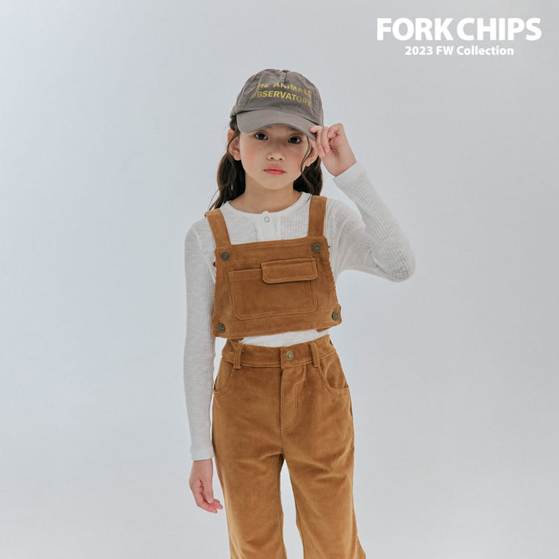 Fork Chips - Korean Children Fashion - #kidsshorts - Cow Rib Dungarees