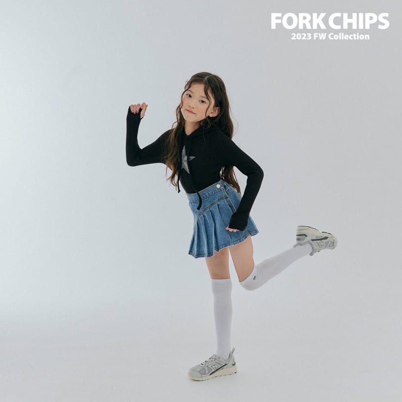 Fork Chips - Korean Children Fashion - #kidzfashiontrend - Now Denim Skirt - 8