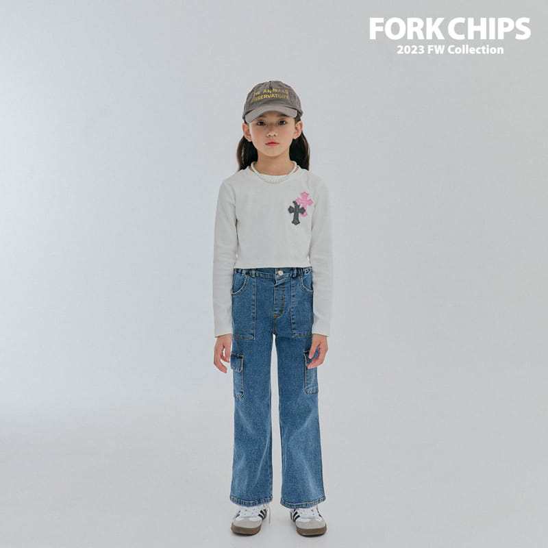 Fork Chips - Korean Children Fashion - #kidzfashiontrend - Cross Tee - 2