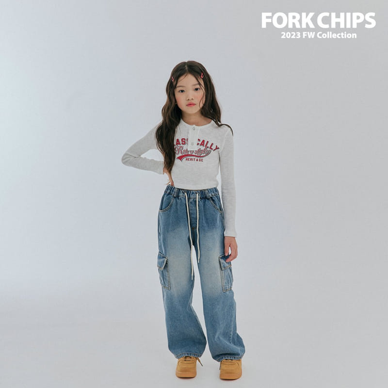 Fork Chips - Korean Children Fashion - #kidzfashiontrend - Crew Rib Tee