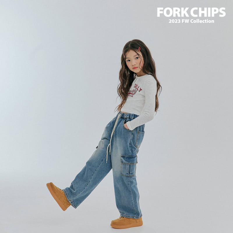 Fork Chips - Korean Children Fashion - #prettylittlegirls - Crew Rib Tee - 6