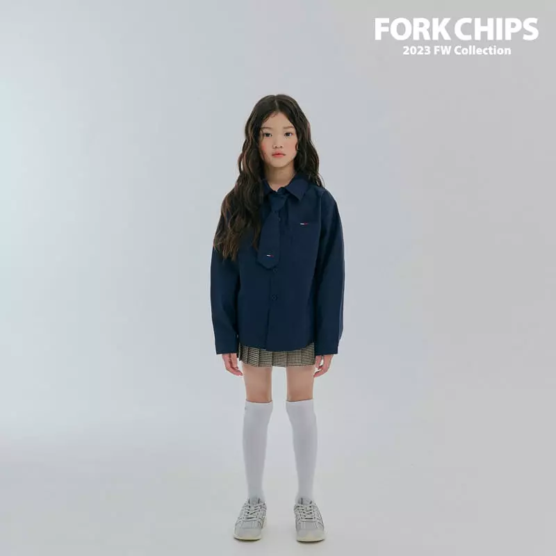 Fork Chips - Korean Children Fashion - #stylishchildhood - Apfel Embrodiery Shirt - 7