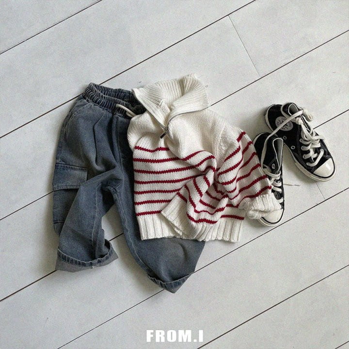 From I - Korean Children Fashion - #Kfashion4kids - Half ZIP-up Knit Tee - 8