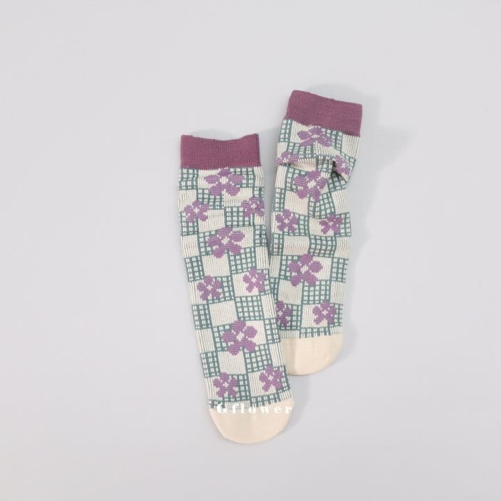 G Flower - Korean Children Fashion - #childofig - Purple Flower Knee Socks - 8