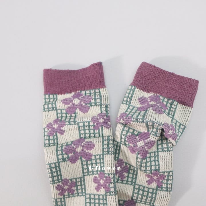 G Flower - Korean Children Fashion - #childrensboutique - Purple Flower Knee Socks - 9