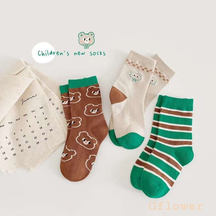 G Flower - Korean Children Fashion - #childrensboutique - Cut Bear Socks Set