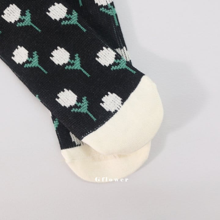 G Flower - Korean Children Fashion - #designkidswear - Black Flower Knee Socks - 11