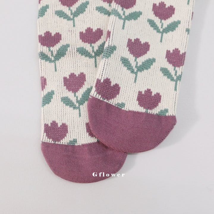 G Flower - Korean Children Fashion - #designkidswear - Purple Flower Knee Socks - 10