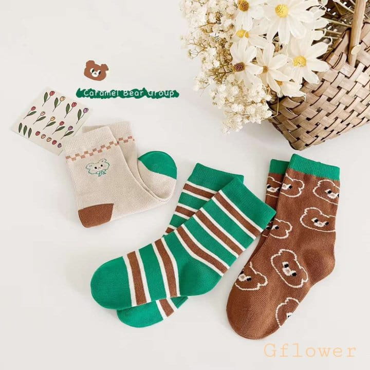 G Flower - Korean Children Fashion - #designkidswear - Cut Bear Socks Set - 2