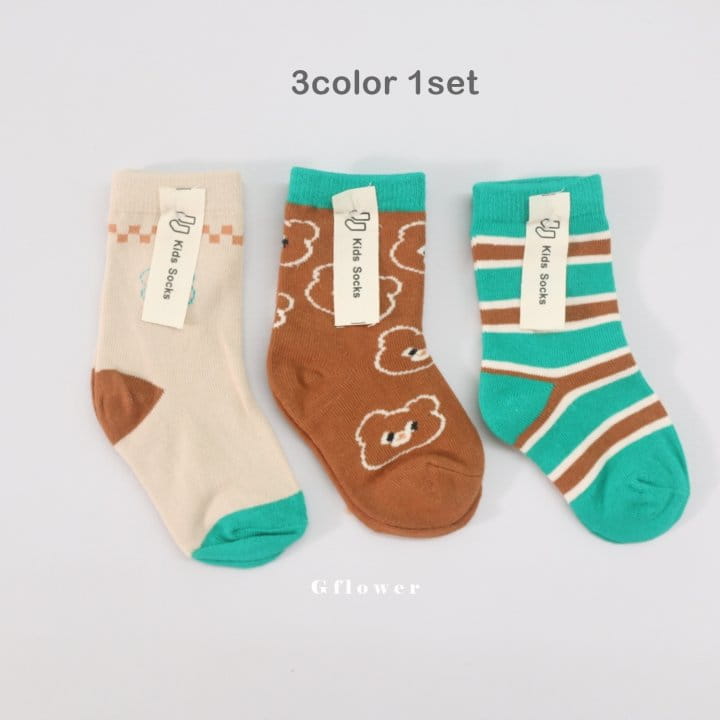 G Flower - Korean Children Fashion - #discoveringself - Cut Bear Socks Set - 3