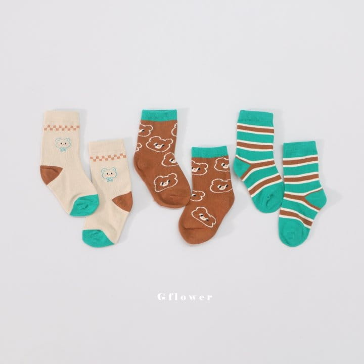 G Flower - Korean Children Fashion - #discoveringself - Cut Bear Socks Set - 4