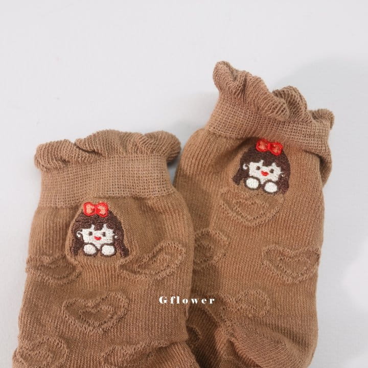 G Flower - Korean Children Fashion - #kidzfashiontrend - Brown Embroidery Socks Set - 8