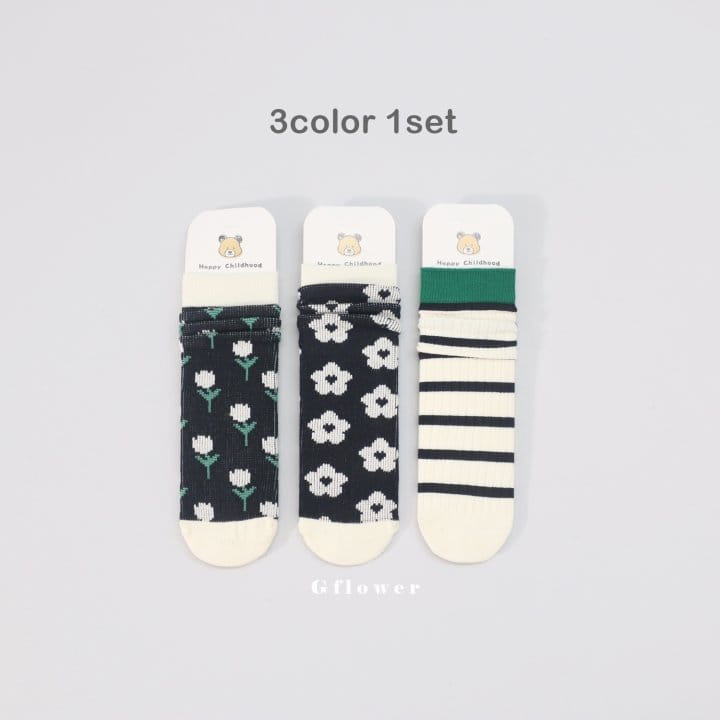 G Flower - Korean Children Fashion - #magicofchildhood - Black Flower Knee Socks - 4