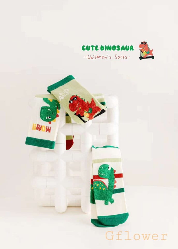 G Flower - Korean Children Fashion - #minifashionista - Dino Knee Socks - 2