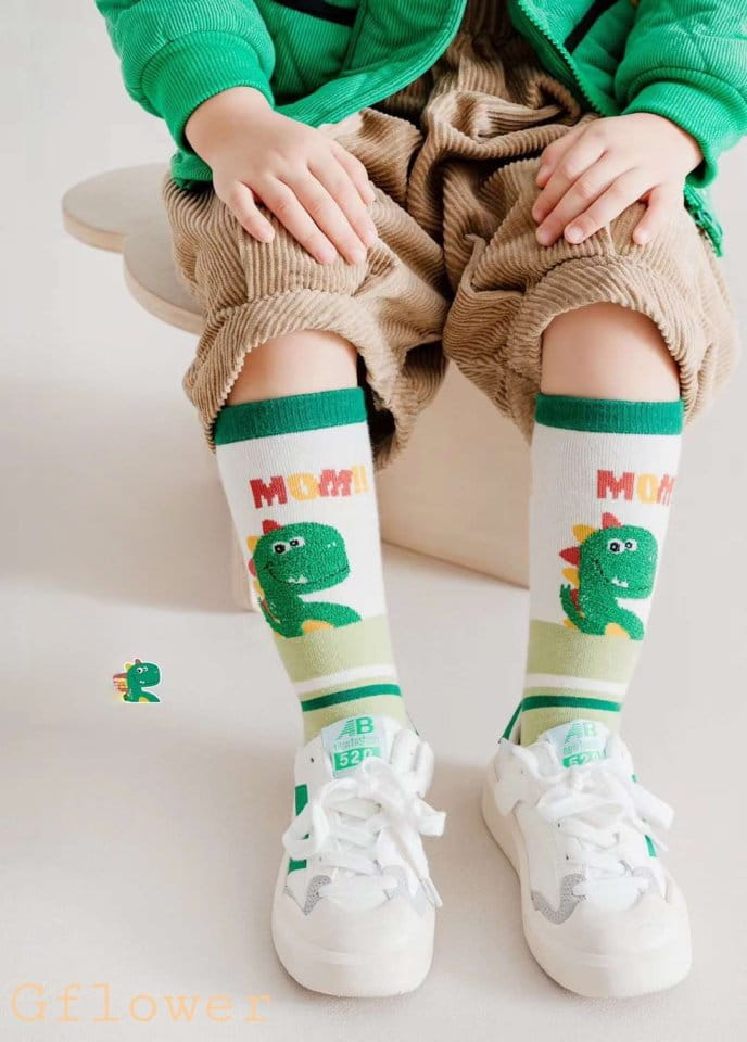 G Flower - Korean Children Fashion - #prettylittlegirls - Dino Knee Socks - 3