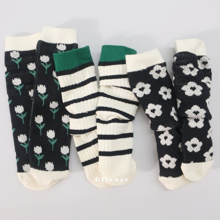 G Flower - Korean Children Fashion - #stylishchildhood - Black Flower Knee Socks - 8