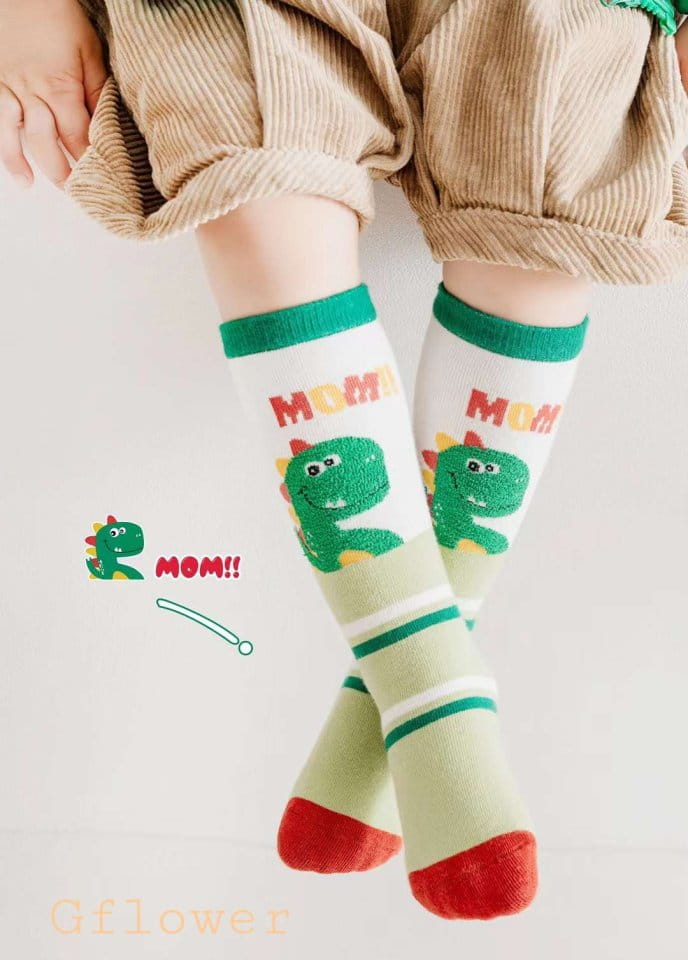 G Flower - Korean Children Fashion - #prettylittlegirls - Dino Knee Socks - 4