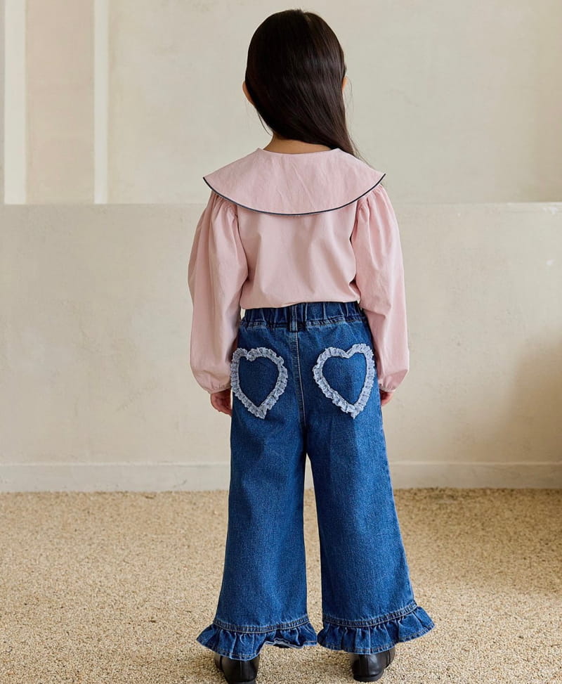 Ggomare - Korean Children Fashion - #fashionkids - Heart Frill Jeans - 2