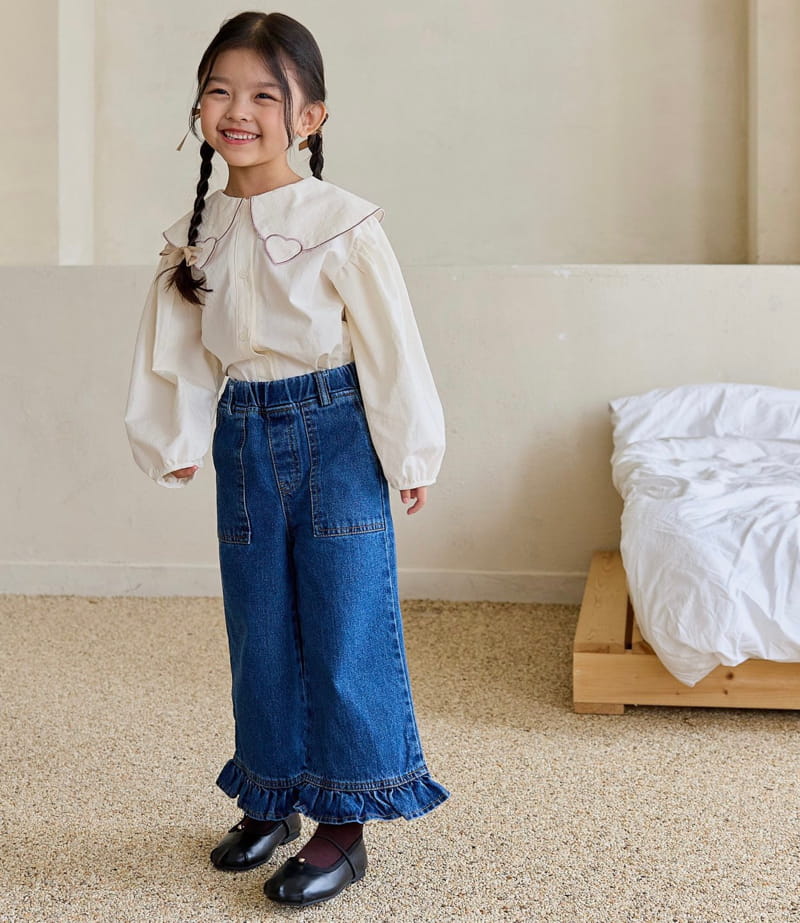 Ggomare - Korean Children Fashion - #kidzfashiontrend - Heart Frill Jeans - 5