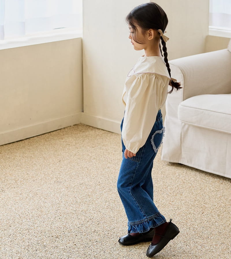 Ggomare - Korean Children Fashion - #littlefashionista - Heart Frill Jeans - 7