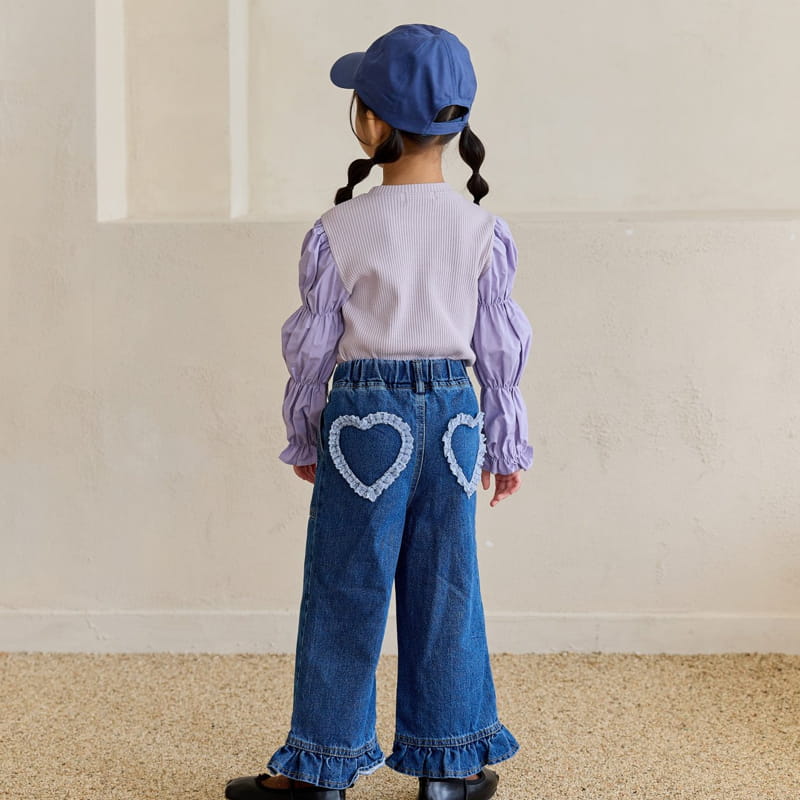 Ggomare - Korean Children Fashion - #magicofchildhood - Heart Frill Jeans - 8