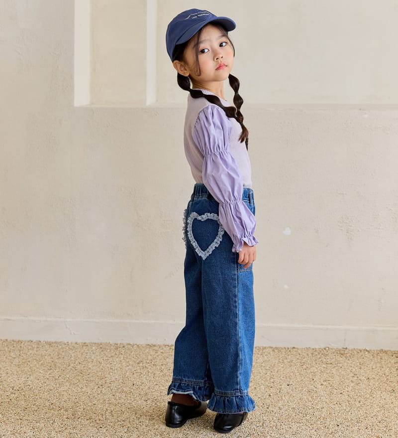 Ggomare - Korean Children Fashion - #todddlerfashion - Heart Frill Jeans - 11