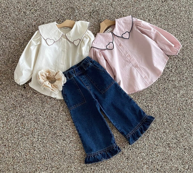 Ggomare - Korean Children Fashion - #toddlerclothing - Heart Frill Jeans - 12