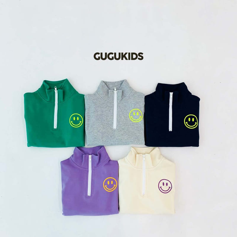 Gugu Kids - Korean Children Fashion - #magicofchildhood - Half Zip-up Open Smile Top Bottom Set - 11