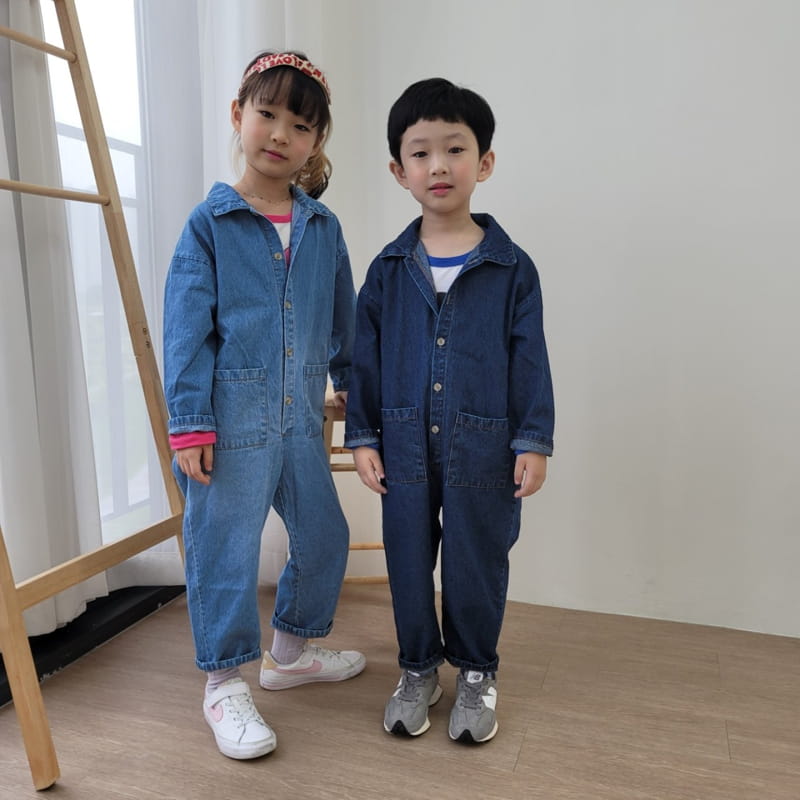 Heart Baby - Korean Children Fashion - #designkidswear - Denim Pocket Jumpsuit - 2